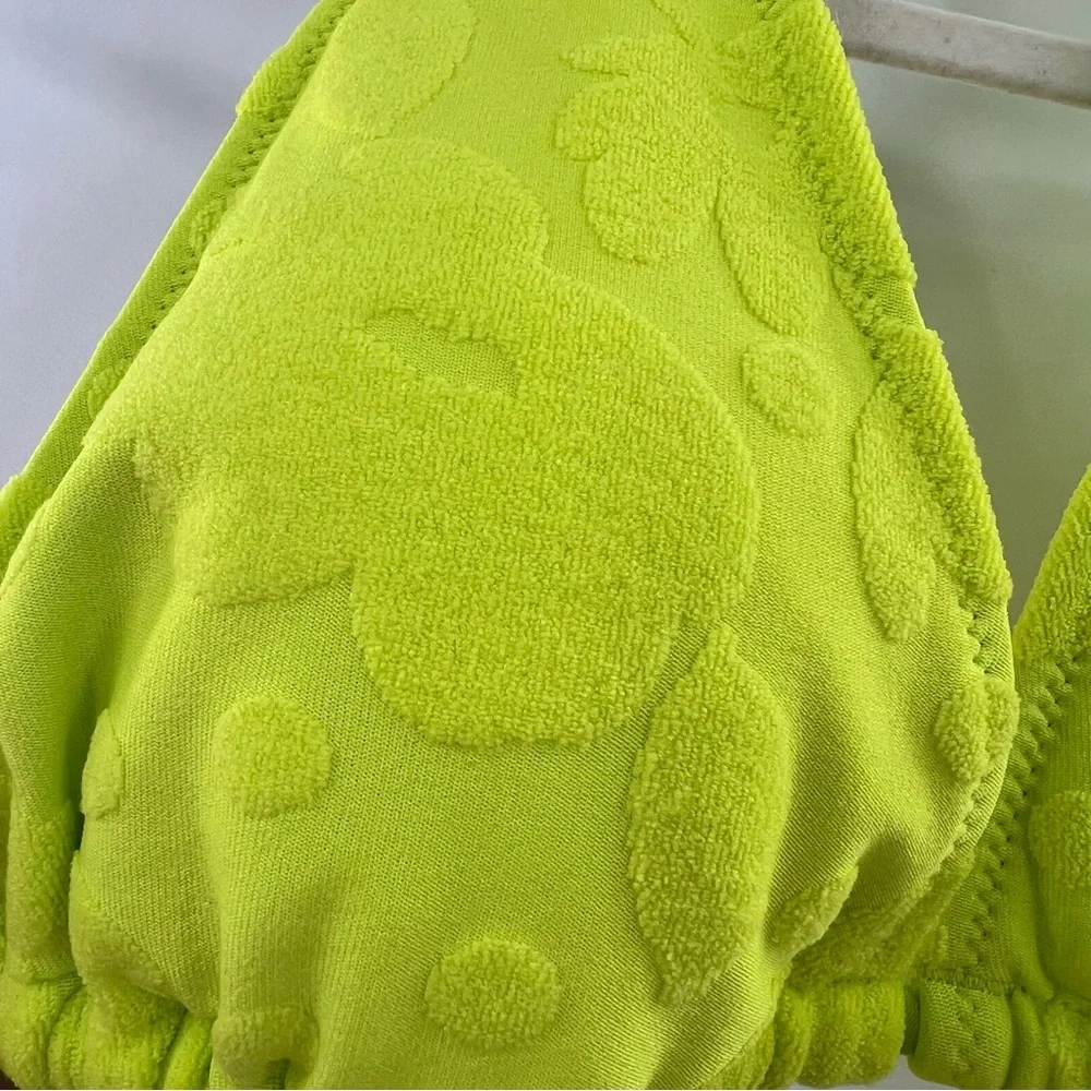 Aerie NWT Terry Triangle Bikini Top in Lime Slush